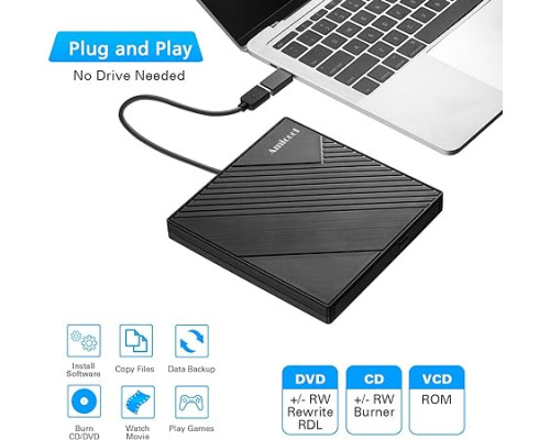 Зовнішній оптичний DVD-привід Amicool USB 3.0 CD/DVD +/-RW