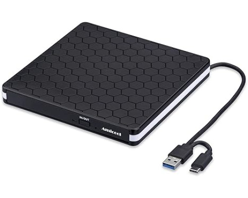 Зовнішній DVD-привід Amicool USB 3.0, Type-C CD DVD +/-RW, оптичний привід