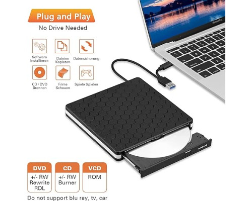 Зовнішній DVD-привід Amicool USB 3.0, Type-C CD DVD +/-RW, оптичний привід