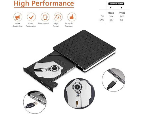 Зовнішній DVD-привід Amicool USB 3.0, Type-C CD DVD +/-RW, оптичний привід