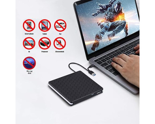 Зовнішній DVD-привід Amicool USB 3.0, Type-C CD DVD +/-RW, оптичний привід