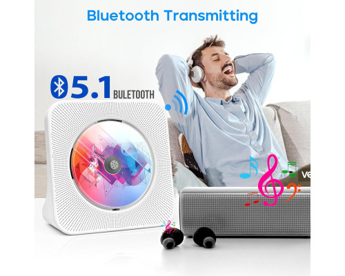 Портативний CD-програвач з Bluetooth, стереозвуком та динаміками