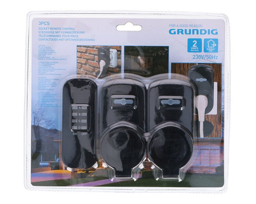 Вимикач Grundig чорний 2x / розетковий вимикач зовнішній