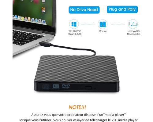 Зовнішній CD/DVD привід AUELEK USB 3.0