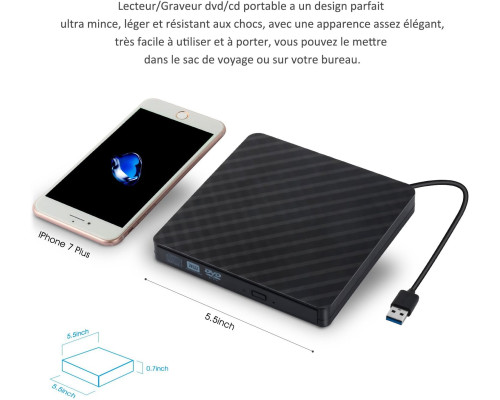 Зовнішній CD/DVD привід AUELEK USB 3.0