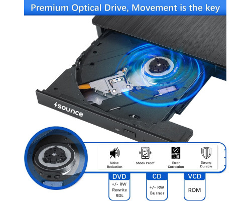 Зовнішній DVD-привід Sounce USB 3.0 та записувач компакт-дисків Type-C