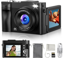 Цифрова камера 4K ROQIOO із поворотним екраном на 180°