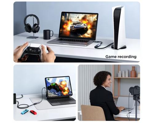 Карта відеозахоплення з низькою затримкою сумісна з Switch/Switch 2/Xbox/PS4/PS5/PC