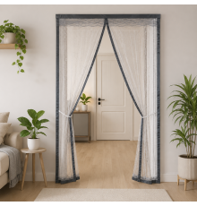 Теплозберігаюча магнітна штора на двері з прозорого EVA з автоматичним закриванням і бічними фіксаторами 120 x 210 см