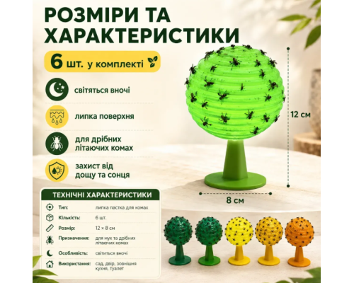 Клейові пастки для мух із захистом від дощу та сонця ( 6 шт)
