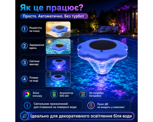 Плаваючий LED-ліхтар для басейну