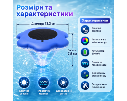 Плаваючий LED-ліхтар для басейну