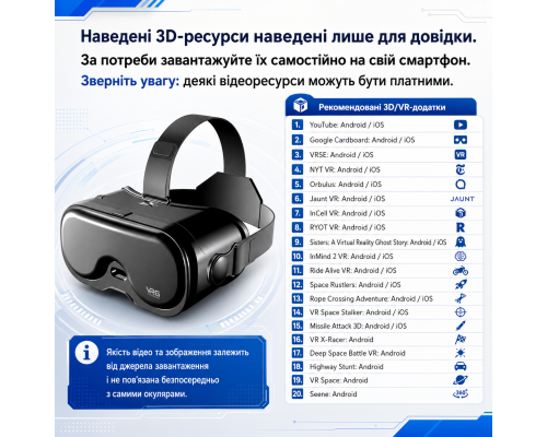 VR-окуляри VRG Q8 для смартфона 5–7 дюймів, сумісні з Android та iOS