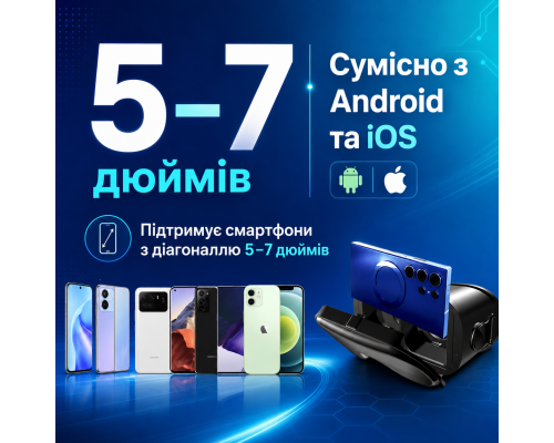 VR-окуляри VRG Q8 для смартфона 5–7 дюймів, сумісні з Android та iOS