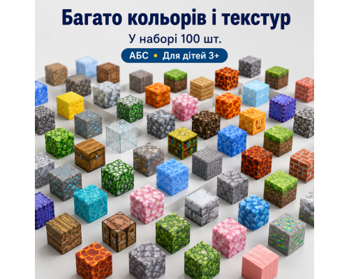 Магнітні кубики для гри та творчості 100 шт., мініблоки 2×2 см