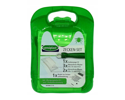 Набір для видалення кліщів з пінцетом та пластирами Sensiplast