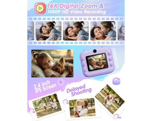 Дитячий фотоапарат миттєвого друку Full HD з дисплеєм 2.4