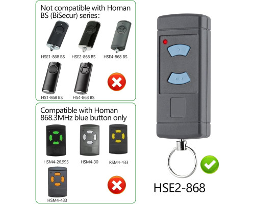 Пульт дистанційного керування DINGBLUE для гаражних воріт HORMANN 868 МГц (2 шт)