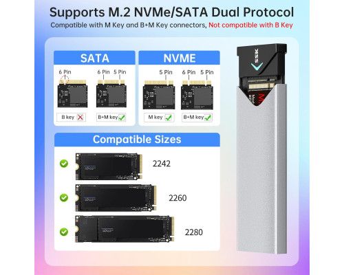 Зовнішній корпус для твердотільного накопичувача SSK M.2 NVME SATA