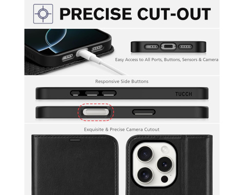 Чохол-книжка TUCCH для iPhone 16 Pro