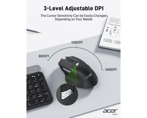 Бездротова оптична миша Acer з 3 регульованими DPI