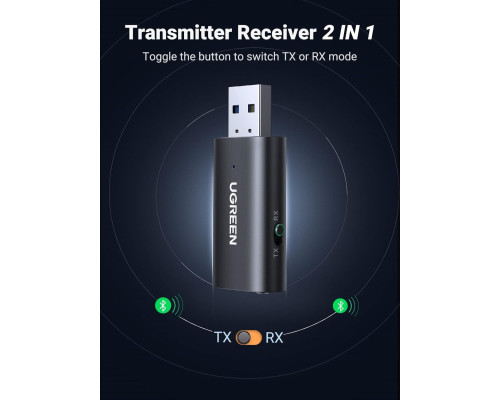 Бездротовий аудіоадаптер / приймач-передавач UGREEN 5.1 USB-Bluetooth-3,5 мм
