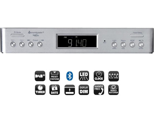 Кухонне підвісне радіо з Bluetooth Soundmaster UR2045SI DAB+ і FM RDS