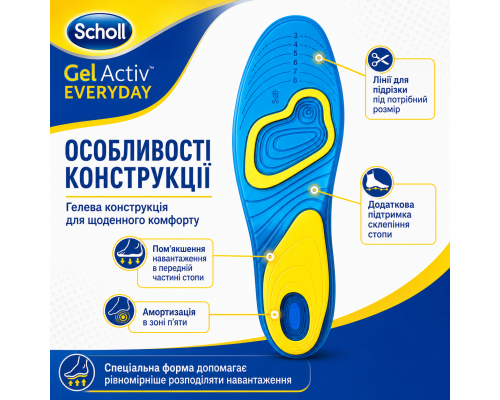 Універсальні гелеві устілки Scholl GelActiv Everyday (42-46)