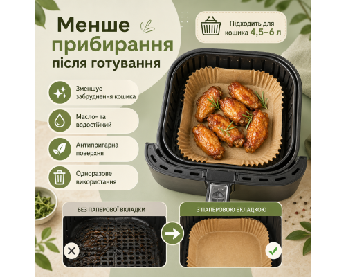 Пергаментний папір для аерофритюрниці (100 штук)