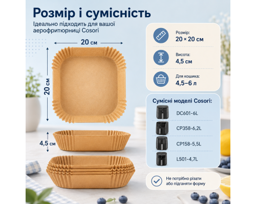 Пергаментний папір для аерофритюрниці (100 штук)