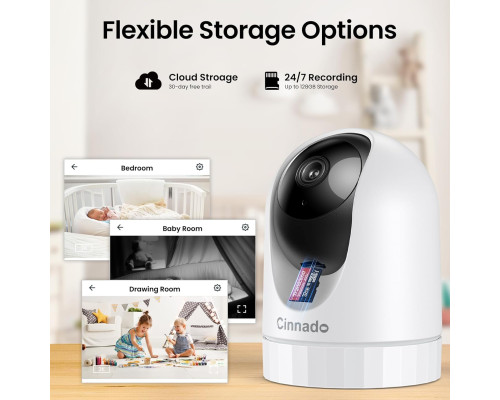 Внутрішня камера відеоспостереження Cinnado WiFi, нічне бачення, огляд 360°