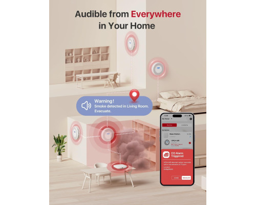 Комбінований детектор диму та чадного газу X-Sense із голосовою локацією