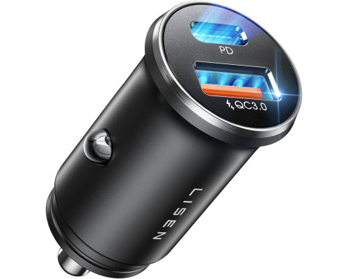 Автомобільний двопортовий зарядний пристрій LISEN USB C