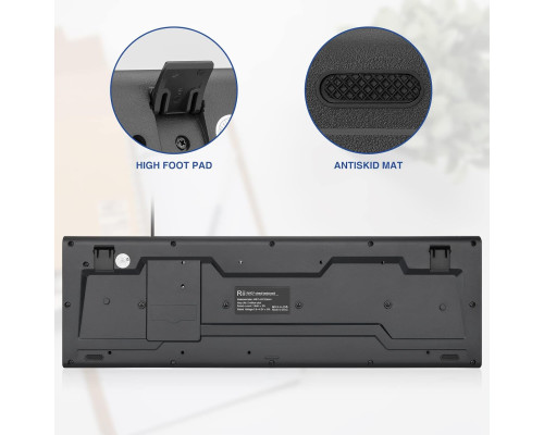 Ультратонка компактна дротова USB-клавіатура Rii RK907 для Mac та ПК, Windows 10/8 / 7 / Vista/XP