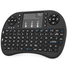 Міні-бездротова клавіатура Rii Mini i8+ Black з підсвічуванням та сенсорною панеллю Multitouch