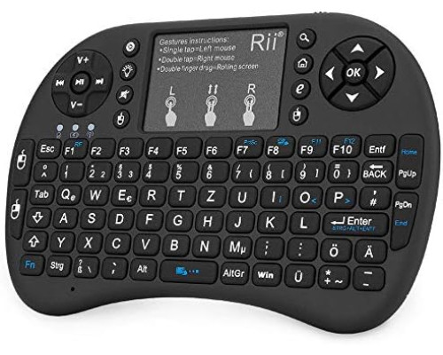 Міні-бездротова клавіатура Rii Mini i8+ Black з підсвічуванням та сенсорною панеллю Multitouch