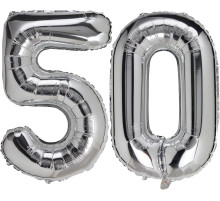 Повітряні кулі срібного кольору із цифрою 50