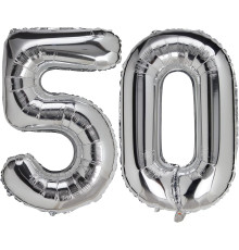 Повітряні кулі срібного кольору із цифрою 50