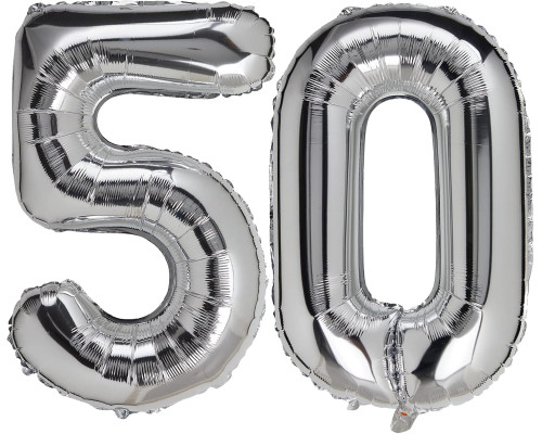 Повітряні кулі срібного кольору із цифрою 50