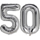 Повітряні кулі срібного кольору із цифрою 50