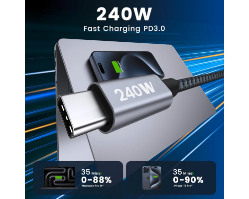 Кабель RAMPOW USB C - USB C 240 Вт 1 м (2 шт)