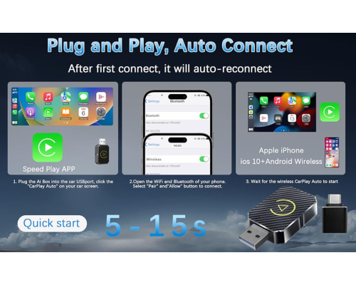Бездротовий адаптер KORBROS для Carplay/Android Auto