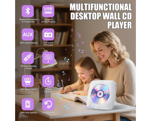 Портативний CD-програвач Gueray з Bluetooth