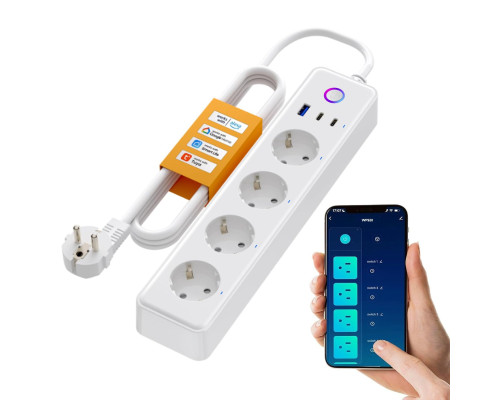 Розумний подовжувач MIUCDA для бездротової мережі з 4 розетками 10 A, 1 USB та 2 портами Type-C 1,5 м