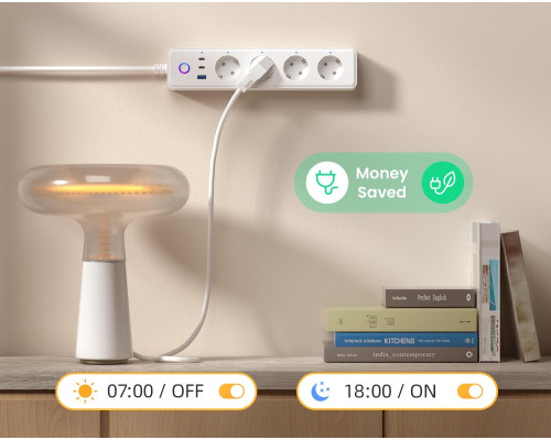 Розумний подовжувач MIUCDA для бездротової мережі з 4 розетками 10 A, 1 USB та 2 портами Type-C 1,5 м