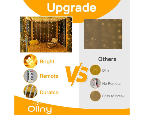 Гірлянда Ollny Curtain Lights для приміщень із 8 режимами