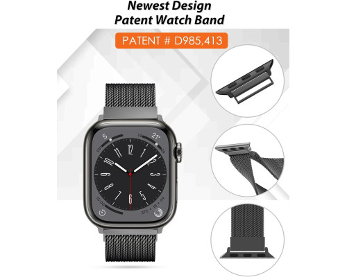 Ремінець для годинника сумісний з Apple Watch (чорний)