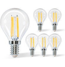 Світлодіодна лампа Aigostar Filament E14, тепле світло, 2700K, 4 Вт. 5шт.