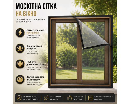 Захисна москітна сітка на вікно Magic Mesh 150×130 см