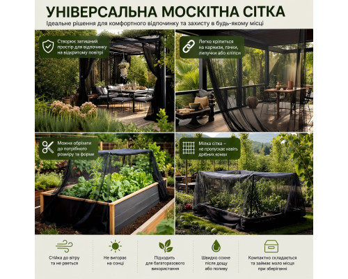 Універсальна захисна москітна сітка Mesh для саду, теплиць та альтанок (розмір S - 150 х 300 см)